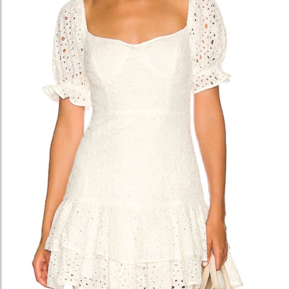 White Eyelet Dress with Puff Sleeves